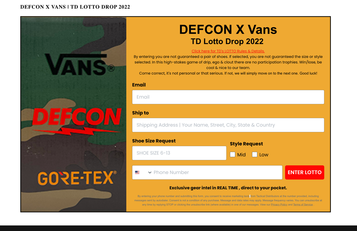 Defcon x Vans x TD Lottery Exclusive Vans Shoe Drop